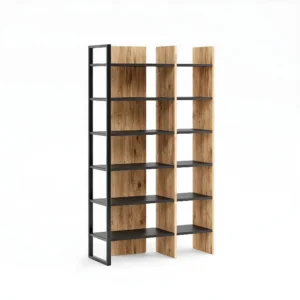 Ambra Boekenkast, Eik, Zwart, 94x34x160 cm, EPIKASA