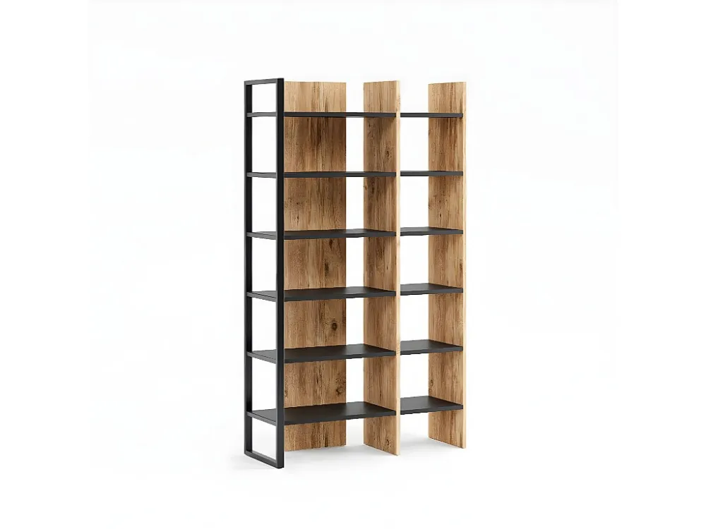 Ambra Boekenkast, Eik, Zwart, 94x34x160 cm, EPIKASA