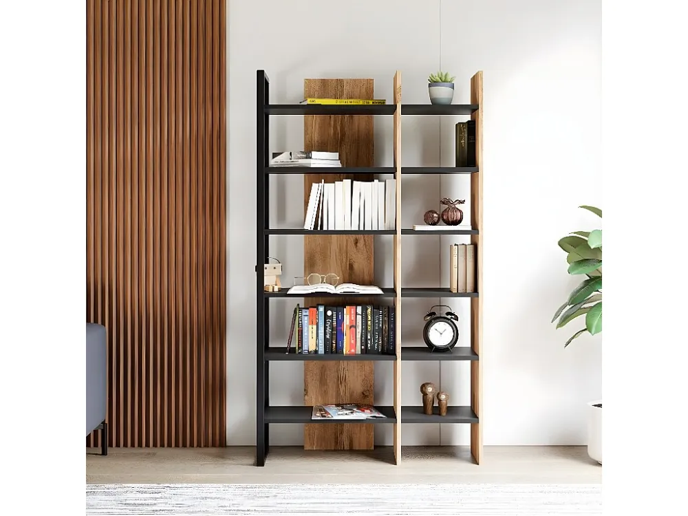 Ambra Boekenkast, Eik, Zwart, 94x34x160 cm, EPIKASA
