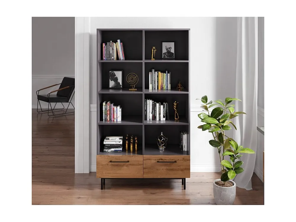 Boekenkast Volga - Antraciet - 105x28x180 cm - EPIKASA