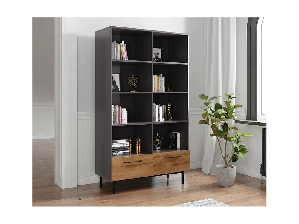 Boekenkast Volga - Antraciet - 105x28x180 cm - EPIKASA