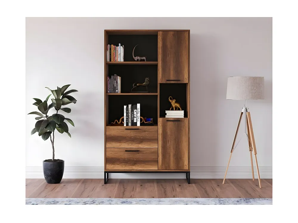 Boekenkast Yukon - Walnoot - 99,5x35x180 cm - EPIKASA