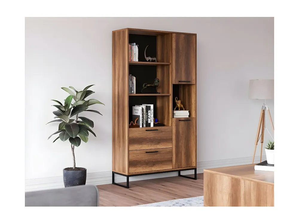 Boekenkast Yukon - Walnoot - 99,5x35x180 cm - EPIKASA