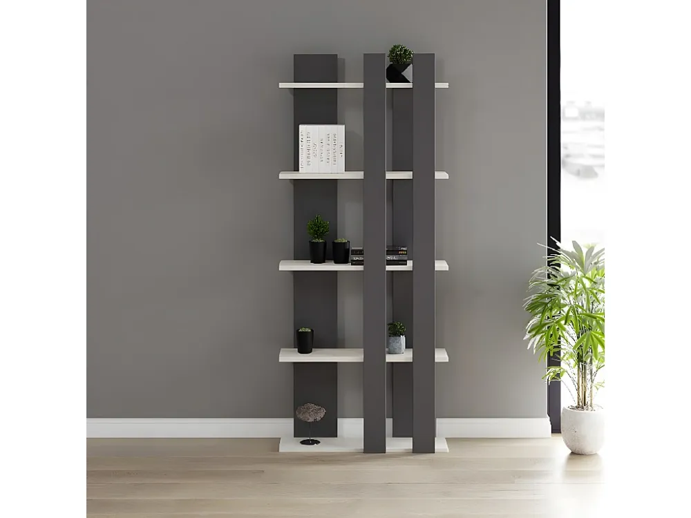 Tiny Boekenkast, Antrachiet, Wit, 75x20x180 cm, EPIKASA