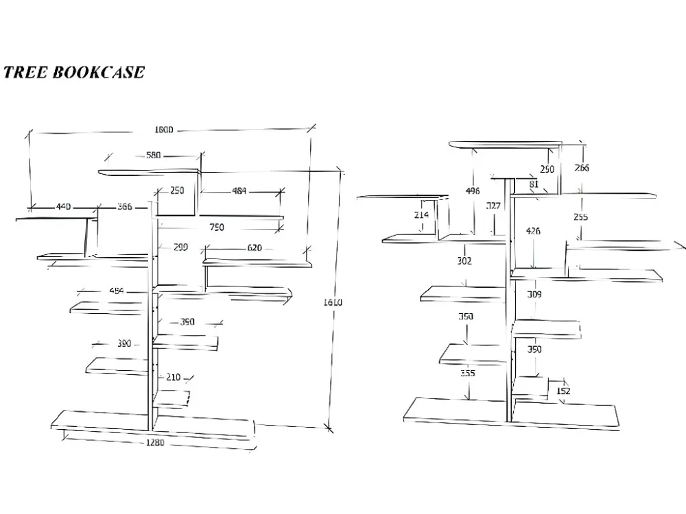 Tree Boekenkast, Wit, 180x25x161 cm, EPIKASA