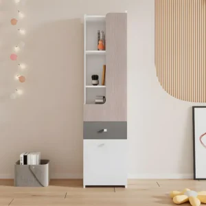 Boekenkast met lades en display - MDF - Wit & Lichtgrijs ModernLuxe