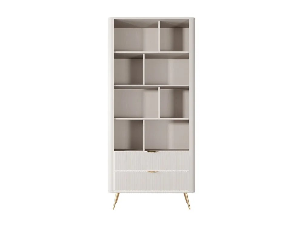 Boekenkast - 2 lades en 8 nissen - Mdf - Beige en goudkleurig - ELONARIA van Pascal Morabito