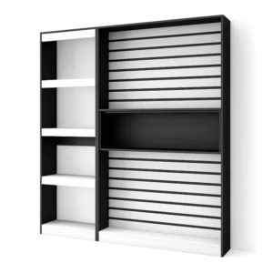 Boekenkast, Boekenplank, 170x186x25cm, Woonkamer, Eetkamer, Bureau, Kantoorplank, Wit en Zwart Skraut Home