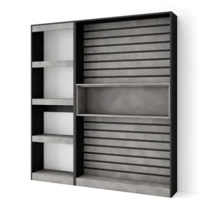 Boekenkast, Boekenplank, 170x186x25cm, Woonkamer, Eetkamer, Bureau, Kantoorplank, Cement Skraut Home