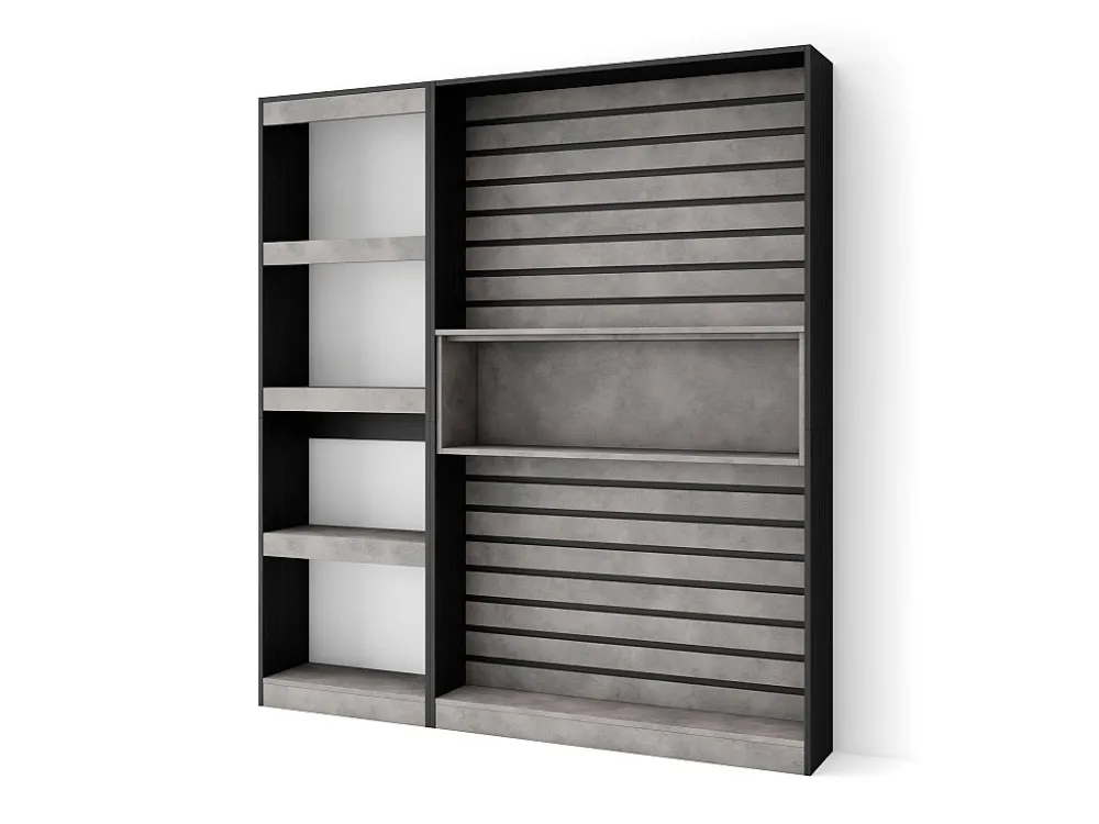 Boekenkast, Boekenplank, 170x186x25cm, Woonkamer, Eetkamer, Bureau, Kantoorplank, Cement Skraut Home