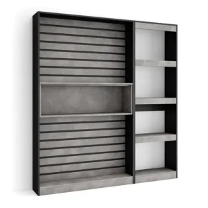 Boekenkast, Boekenplank, 170x186x25cm, Woonkamer, Eetkamer, Bureau, Kantoorplank, Cement Skraut Home
