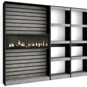 Boekenkast, Boekenplank, 230x186x25cm, Woonkamer, Eetkamer, Bureau, Kantoorplank, Cement Skraut Home