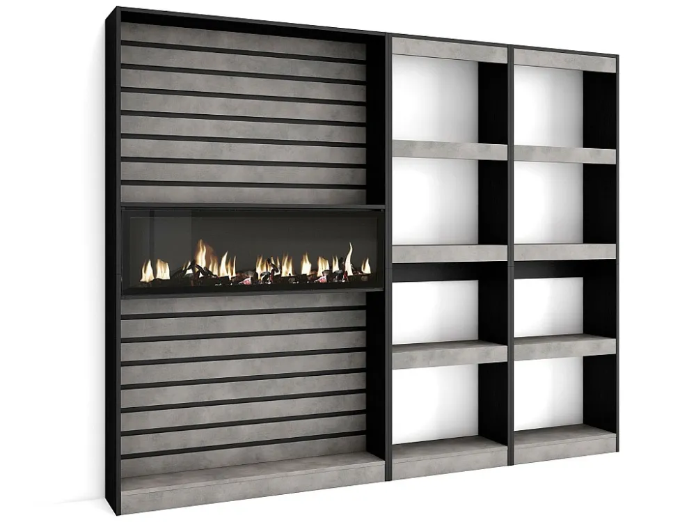 Boekenkast, Boekenplank, 230x186x25cm, Woonkamer, Eetkamer, Bureau, Kantoorplank, Cement Skraut Home