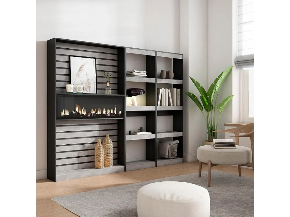 Boekenkast, Boekenplank, 230x186x25cm, Woonkamer, Eetkamer, Bureau, Kantoorplank, Cement Skraut Home