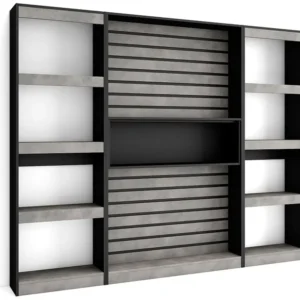 Boekenkast, Boekenplank, 230x186x25cm, Woonkamer, Eetkamer, Bureau, Elektrische haard, Cement Skraut Home