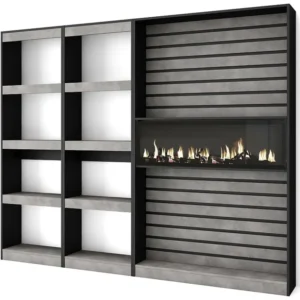 Boekenkast, Boekenplank, 230x186x25cm, Woonkamer, Eetkamer, Bureau, Kantoorplank, Cement Skraut Home