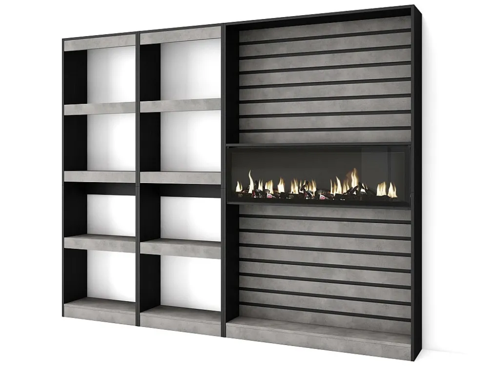 Boekenkast, Boekenplank, 230x186x25cm, Woonkamer, Eetkamer, Bureau, Kantoorplank, Cement Skraut Home