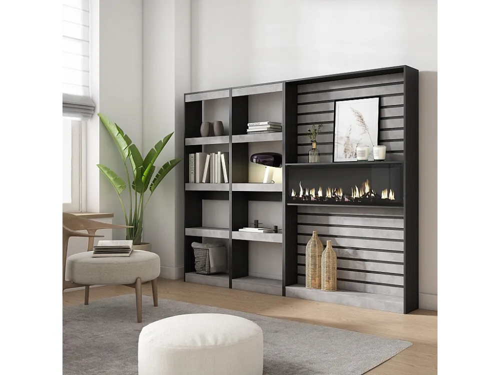 Boekenkast, Boekenplank, 230x186x25cm, Woonkamer, Eetkamer, Bureau, Kantoorplank, Cement Skraut Home