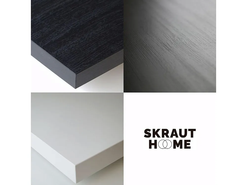 Boekenkast, Boekenplank, 230x186x25cm, Woonkamer, Eetkamer, Bureau, Elektrische haard, Wit en Zwart Skraut Home