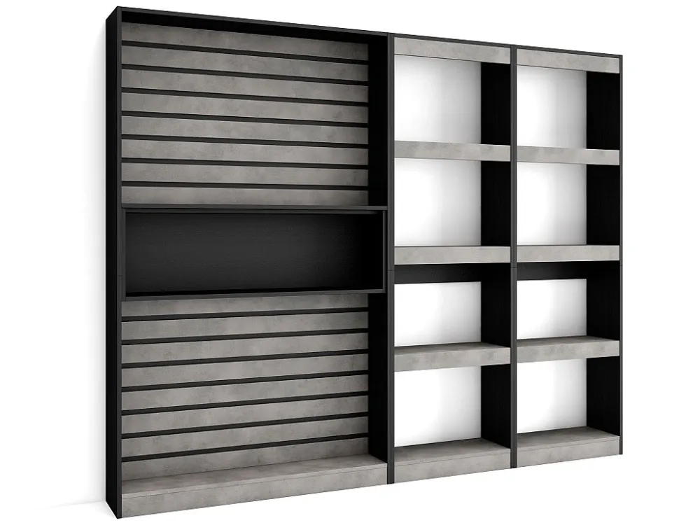 Boekenkast, Boekenplank, 230x186x25cm, Woonkamer, Eetkamer, Bureau, Kantoorplank, Cement Skraut Home