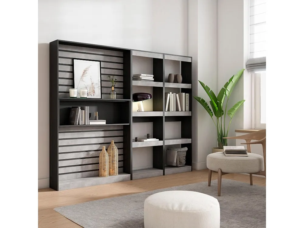 Boekenkast, Boekenplank, 230x186x25cm, Woonkamer, Eetkamer, Bureau, Kantoorplank, Cement Skraut Home
