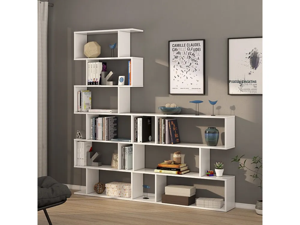 Boekenkast Boekenplank Bologna Hoogglans Wit 12 Vakken, Woonkamer Kantoor VS Venta-stock