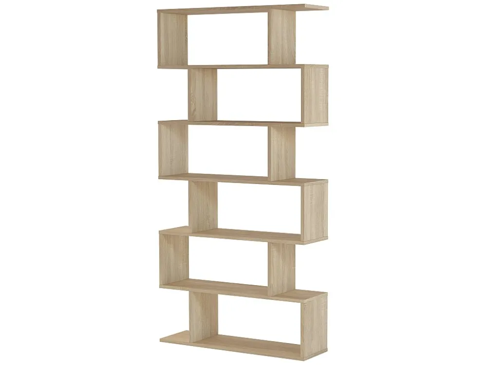 Boekenkast Boekenplank Bologna Kleur Eiken 12 Vakken, voor Woonkamer Kantoor VS Venta-stock