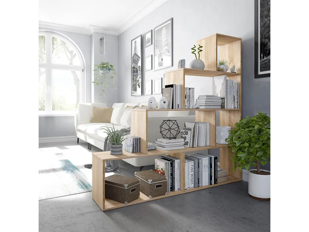 Boekenkast Jaén Kleur Eiken 6 Vakken, voor Woonkamer Eetkamer VS Venta-stock