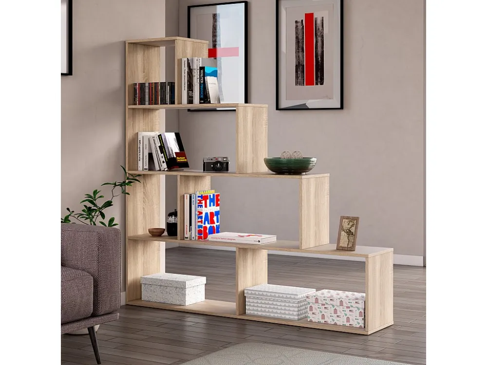 Boekenkast Jaén Kleur Eiken 6 Vakken, voor Woonkamer Eetkamer VS Venta-stock