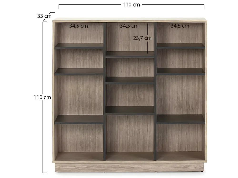 Boekenkast Vigo 110x110 cm, kantoorkast, eiken/grijs. VS Venta-stock