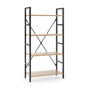 Ladderrek Virginia 4 planken, Eiken/Zwart, 60 cm VS Venta-stock