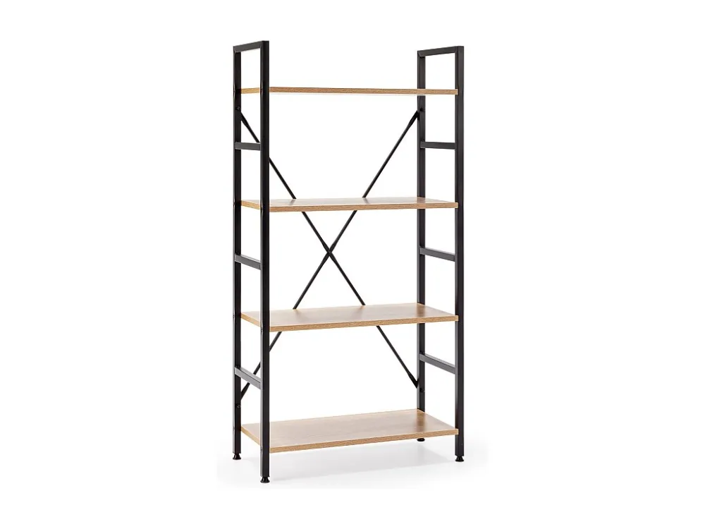 Ladderrek Virginia 4 planken, Eiken/Zwart, 60 cm VS Venta-stock
