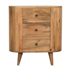 Artisan Furniture Massief Houten Mini Eiken-achtige Kast met 3 Laden, Slaapkamer Woonkamer Opbergruimte