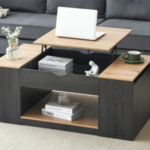 Hefbare MDF salontafel - met opbergruimte onder de tafel - grijs ModernLuxe