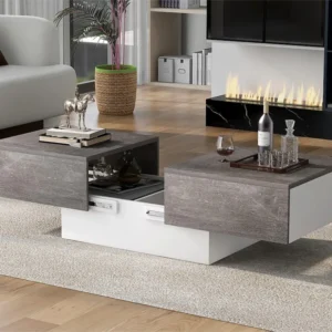 Uitschuifbare salontafel met opbergdoos - schuiftafel - Grijs ModernLuxe