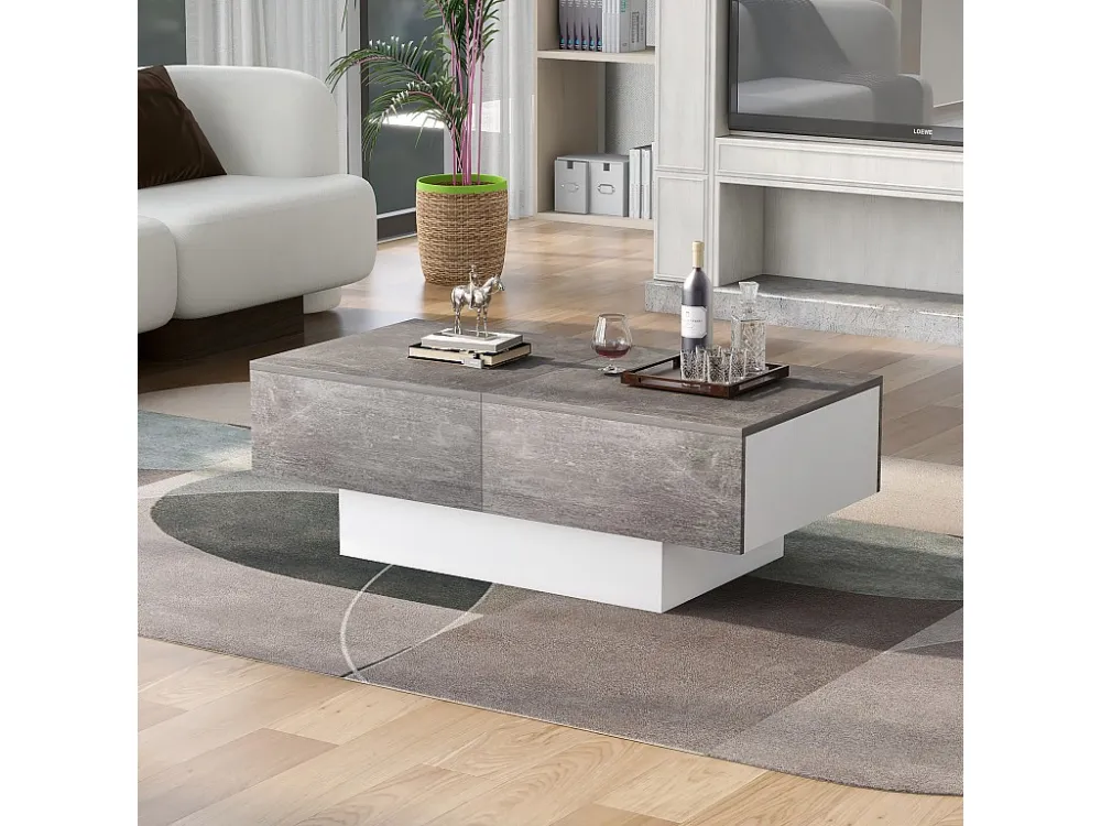 Uitschuifbare salontafel met opbergdoos - schuiftafel - Grijs ModernLuxe