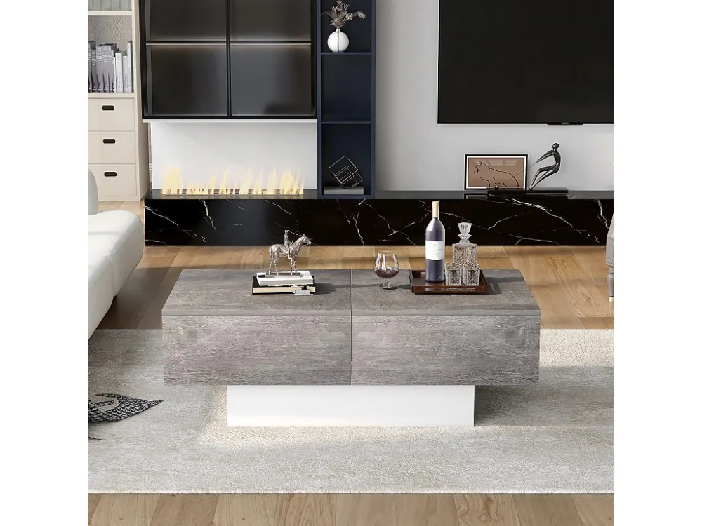 Uitschuifbare salontafel met opbergdoos - schuiftafel - Grijs ModernLuxe
