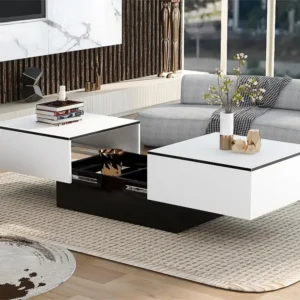 Uitschuifbare salontafel met opbergdoos - schuiftafel - Wit ModernLuxe