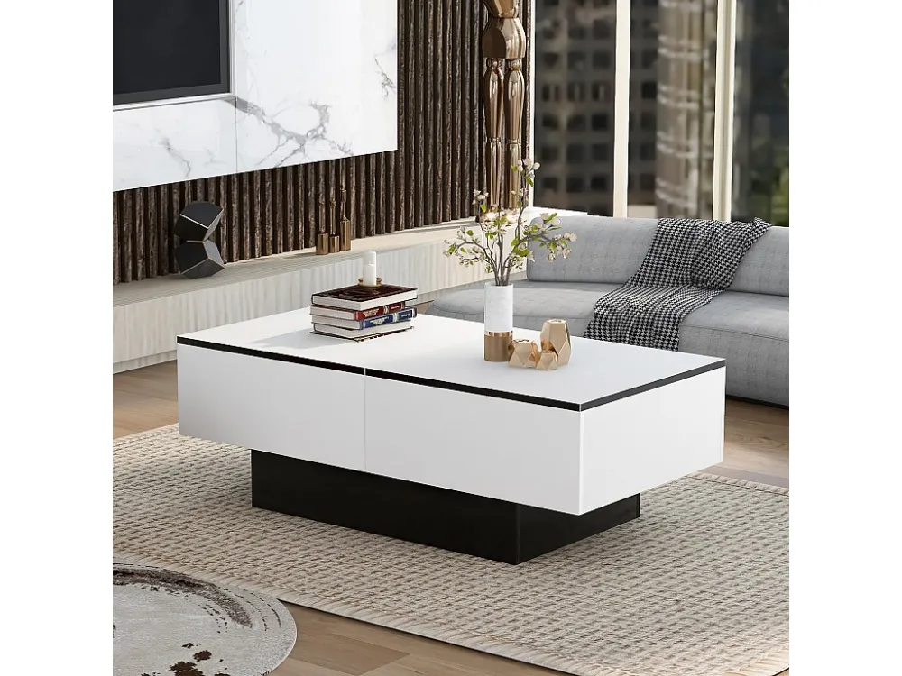 Uitschuifbare salontafel met opbergdoos - schuiftafel - Wit ModernLuxe
