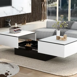 Uitschuifbare salontafel met opbergdoos - schuiftafel - Wit ModernLuxe