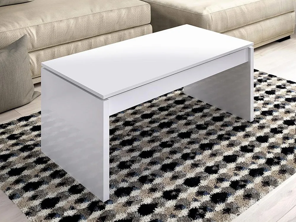 Salontafel BASTIAN - Verstelbaar blad - Wit
