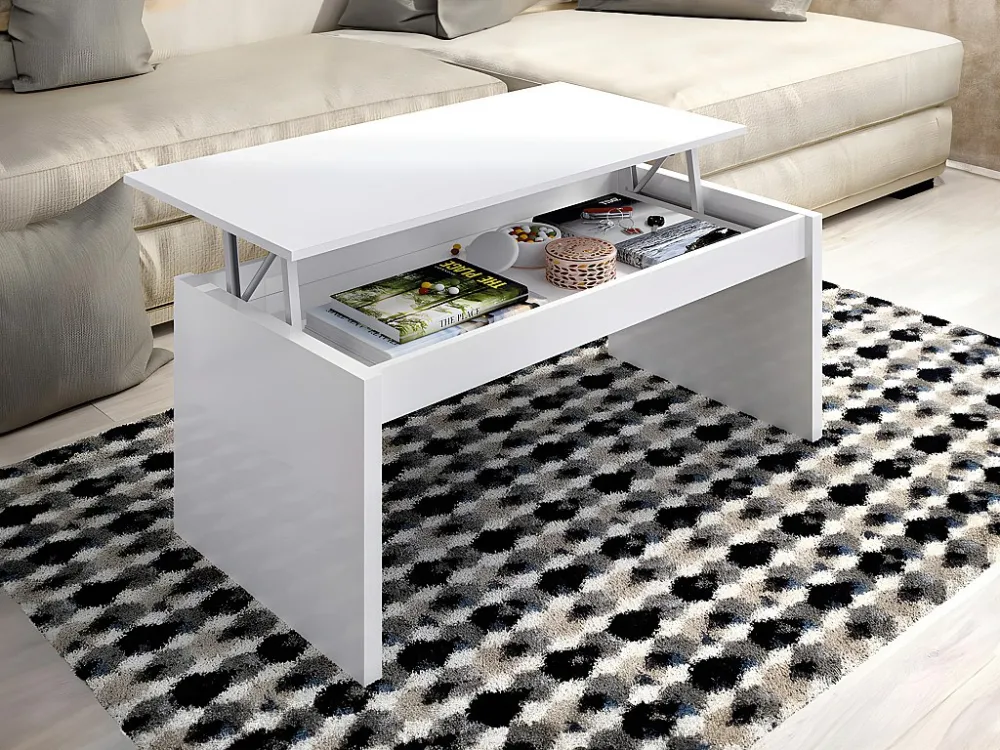 Salontafel BASTIAN - Verstelbaar blad - Wit