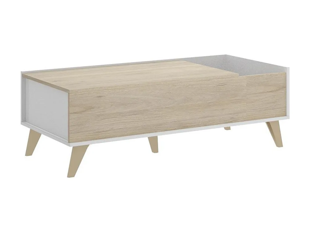 Verstelbare salontafel KOLYMA - 1 nis - Eiken & Wit