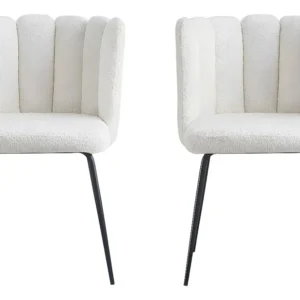 Set van 2 bouclé stoelen "Anja" crèmekleurige kasjmier met metalen poten Habitat et jardin