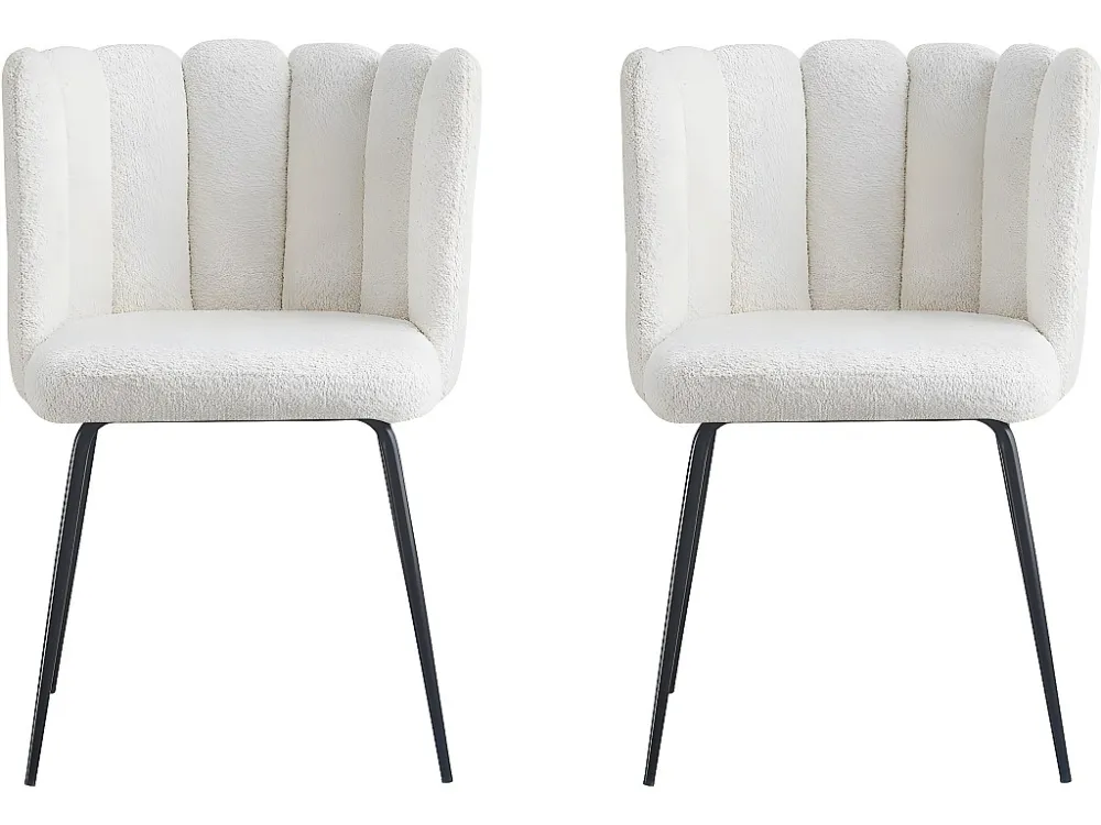 Set van 2 bouclé stoelen "Anja" crèmekleurige kasjmier met metalen poten Habitat et jardin