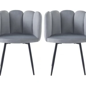Set van 2 grijze "Capucine" fluwelen stoelen voor een elegante eetkamer Habitat et jardin