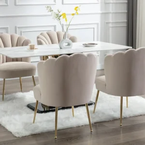 Set van 2 stoelen van velours en goudkleurig metaal - Beige - RUTY PASCAL MORABITO