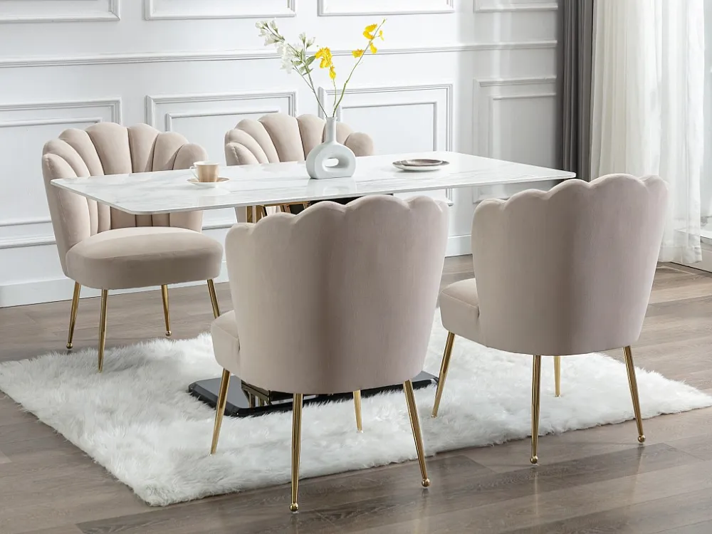 Set van 2 stoelen van velours en goudkleurig metaal - Beige - RUTY PASCAL MORABITO