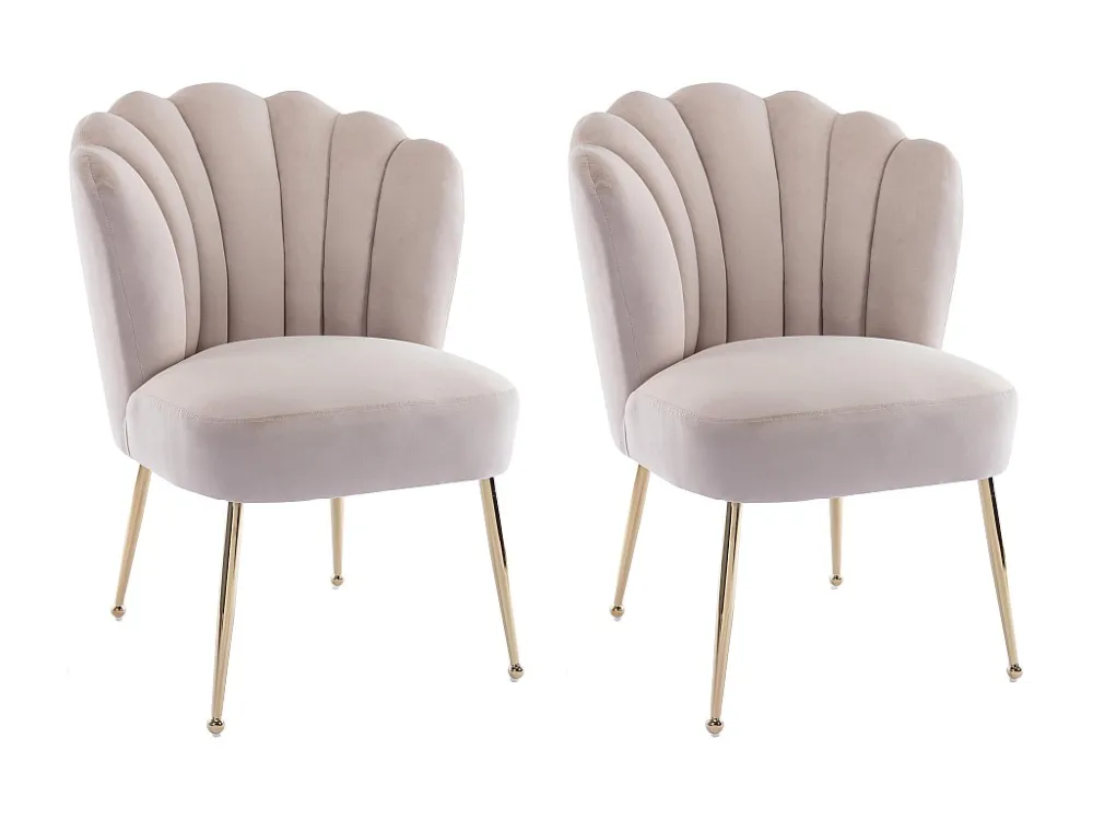 Set van 2 stoelen van velours en goudkleurig metaal - Beige - RUTY PASCAL MORABITO