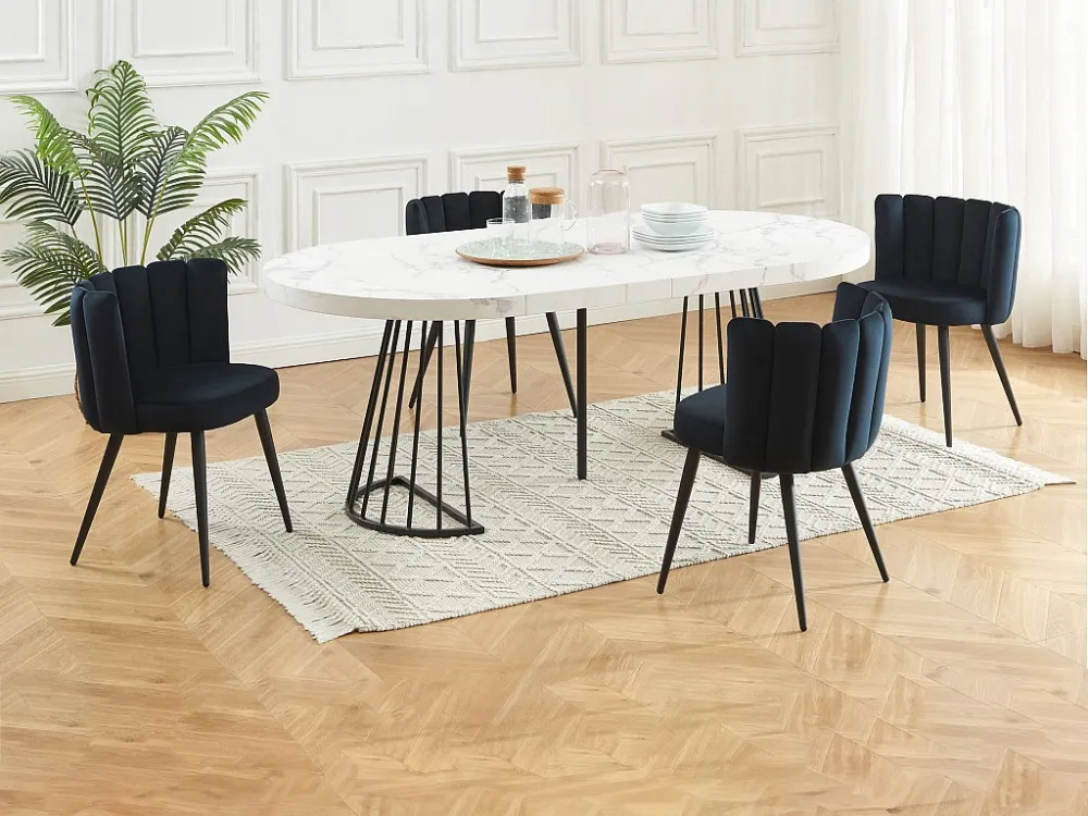 Set van 6 stoelen van velours en metaal - Zwart - PRANILA PASCAL MORABITO